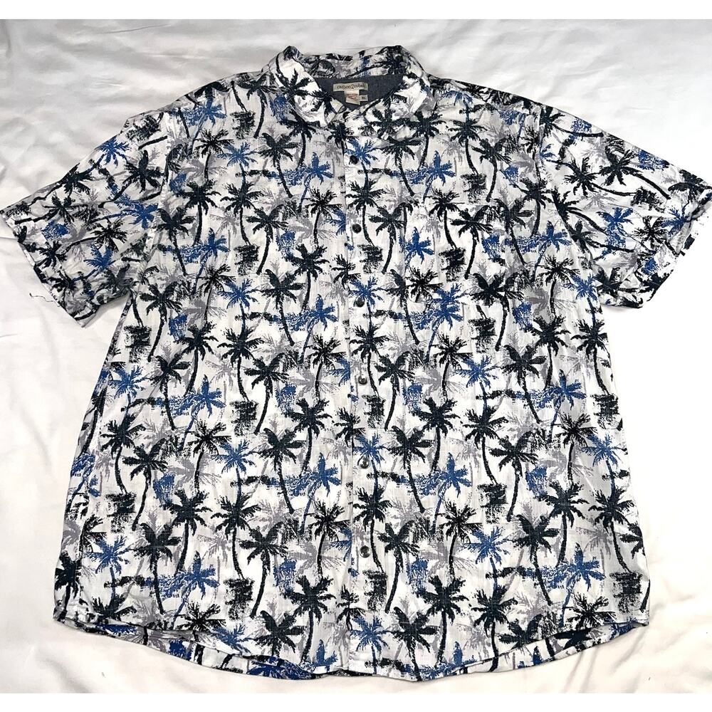 Carbon 2 Cobalt Shirt Men's Size XL Hawaiian Button-Up Tropical Beachy Resort